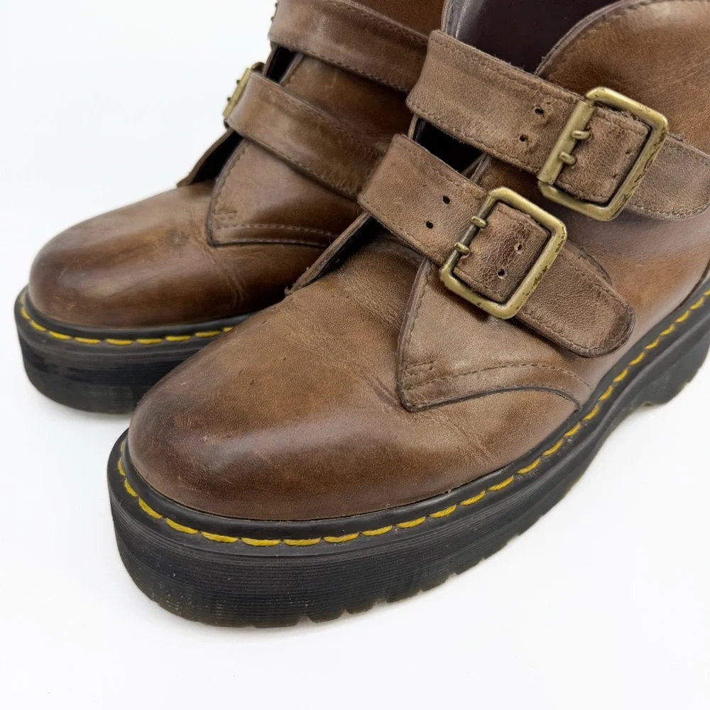 DR. MARTENS Devon Platform Ankle Boot Brown Leather 9